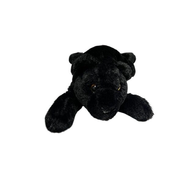 FAO Schwarz Black Panther Cat Floppy Plush 15” Laying Down Golden Eyes Soft - Picture 8 of 13
